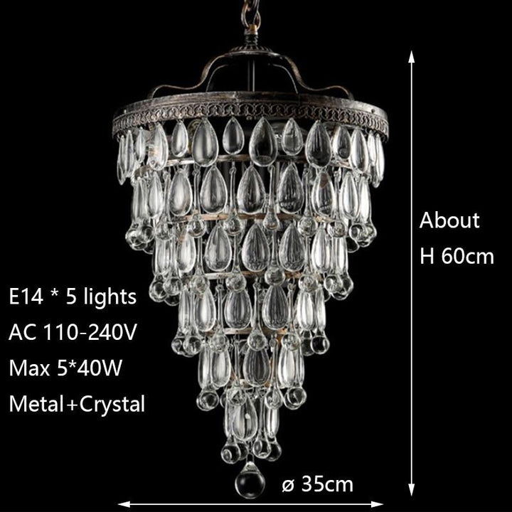 Empire Style Retro Vintage Cooper Crystal Drops E14 LED lysekroner