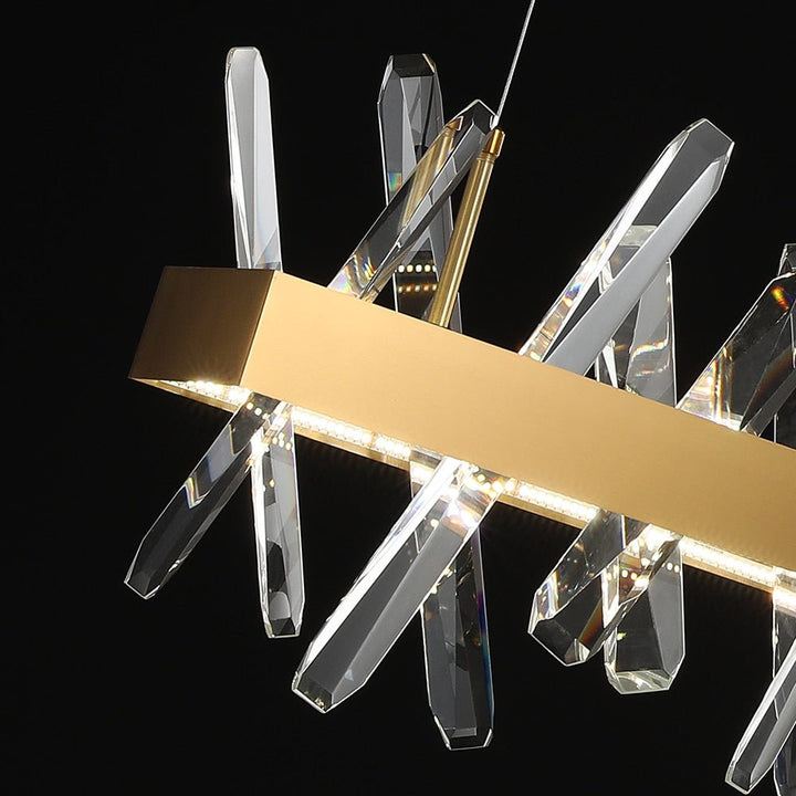 Lampadario moderno in cristallo rettangolare per soggiorno Sala da pranzo Isola della cucina Lampada a sospensione Lampadari a led in oro Cristal Light