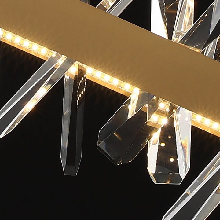 Lampadario moderno in cristallo rettangolare per soggiorno Sala da pranzo Isola della cucina Lampada a sospensione Lampadari a led in oro Cristal Light