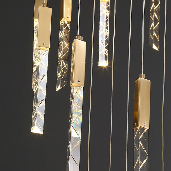 Oro Colgante Moderno Cristal Iluminación Interior Loft Escalera Espiral Luces Accesorio