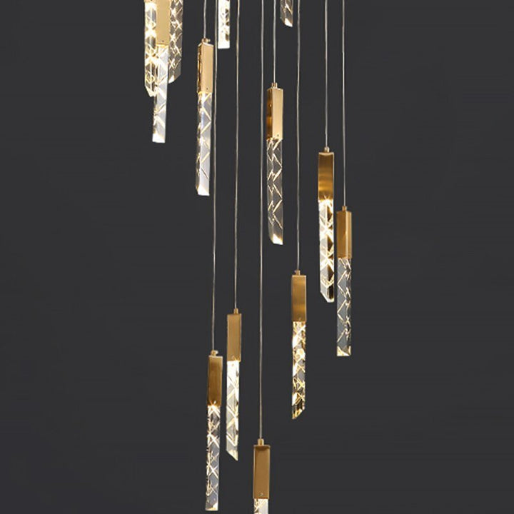 Guld pendel moderne krystal indendørs belysning Loft trappe spiral lys armatur