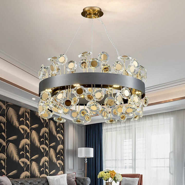 Oro Rectángulo Lámpara de araña de iluminación para sala de estar de cristal Lámparas de cocina Isla Lámpara colgante