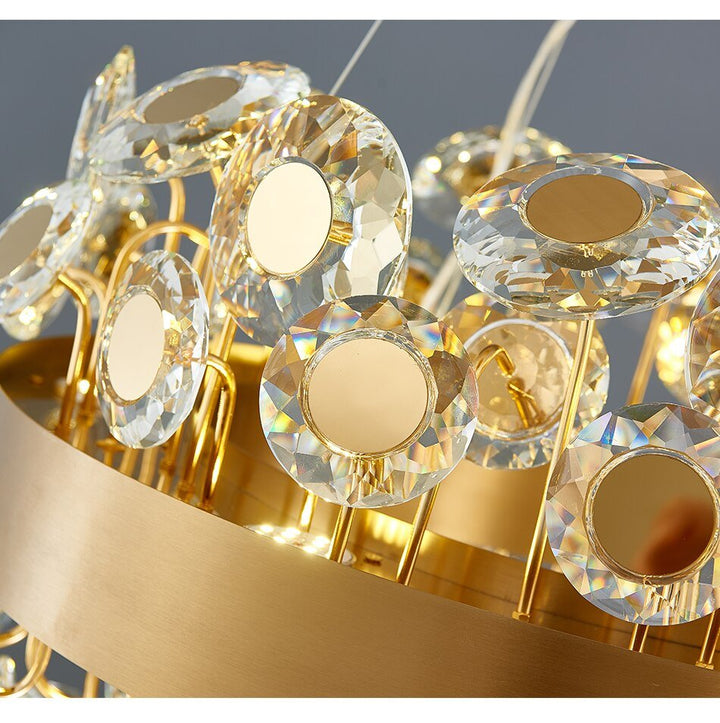 Lustre rectangulaire doré pour le salon Luminaires en cristal Île de cuisine Suspension