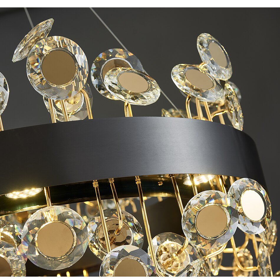 Gold Rectangle Chandelier Lighting For Living Room Crystal Lights Kitchen Island Hanging Lamp