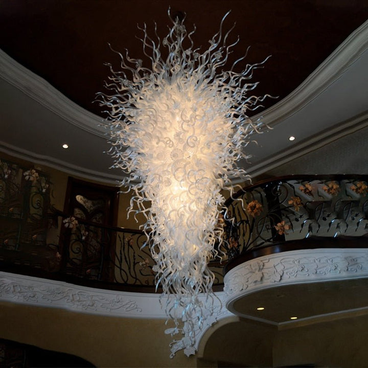 Handgeblazen klassieke witte grote LED-kroonluchter van Muranoglas