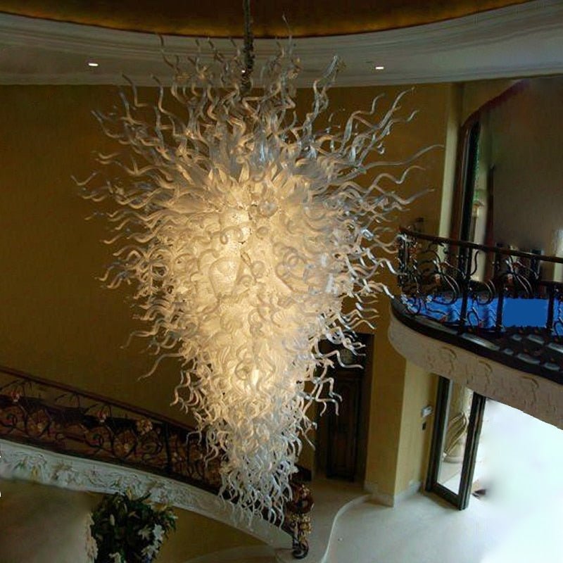 Håndblæst klassisk hvid stor Murano glas LED lysekrone