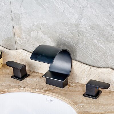 High Quality Bathroom Faucet 3pc Basin Water Taps Two Handles Three Holes Oil Rubbed Bronze Deck Mounted