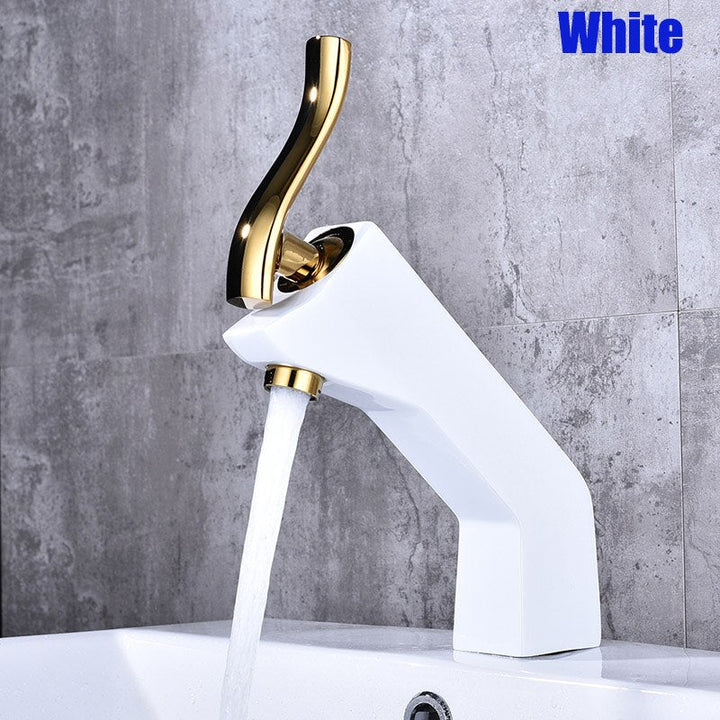 Innovador 1 juego de grifos de lavabo multicolores para el hogar Grifos de agua fría y caliente Cromo Negro Blanco Rojo Dorado Púrpura Grifo del lavabo del baño