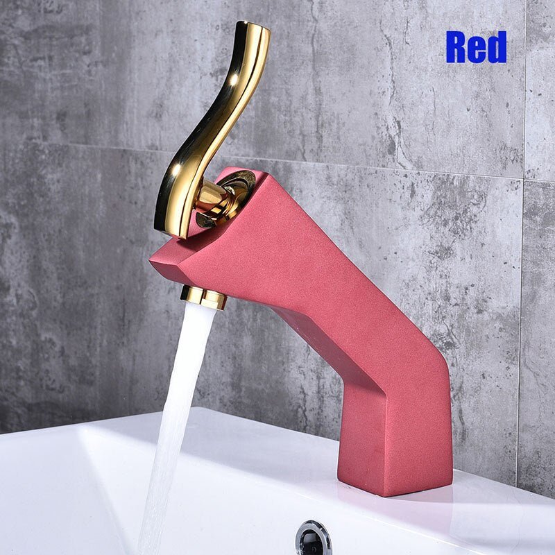 Innovativo 1 set di rubinetti per lavabo multicolori per la casa Rubinetti per acqua calda e fredda Cromo Nero Bianco Rosso Oro Viola Rubinetto per lavabo