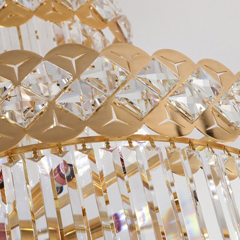 Large Modern Crystal Chandelier For Staircase Long Villa Chain Lighting Fixture