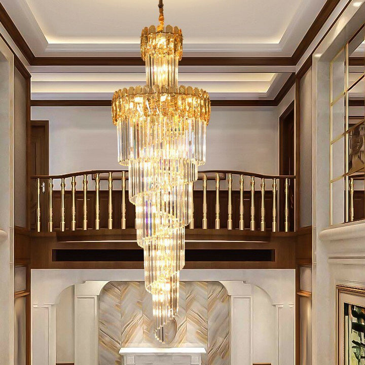Gran araña de cristal moderno para la escalera de diseño en espiral vestíbulo vestíbulo