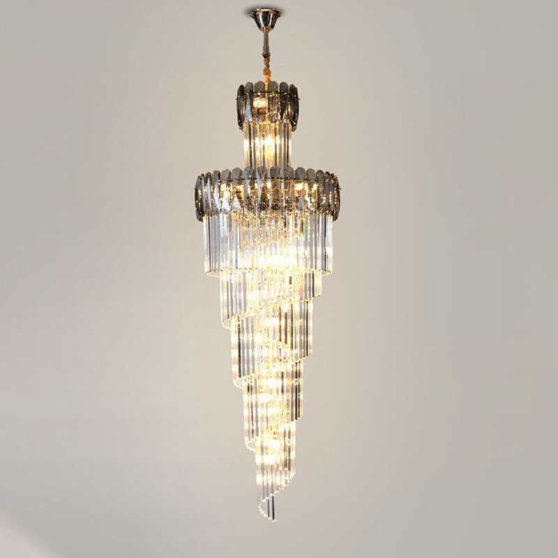 Large Modern Crystal Chandelier For Staircase Spiral Design Hallway Lobby