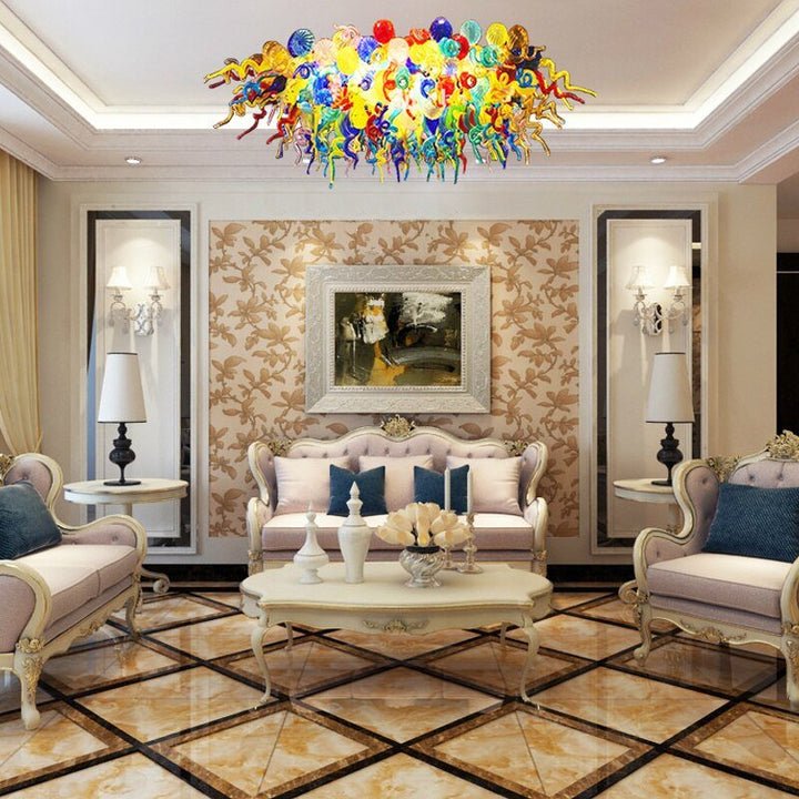 Luxus Kunst Lampe Murano Multicolor Bubbles LED geblasen GLass Decke montiert Kronleuchter für Esszimmer