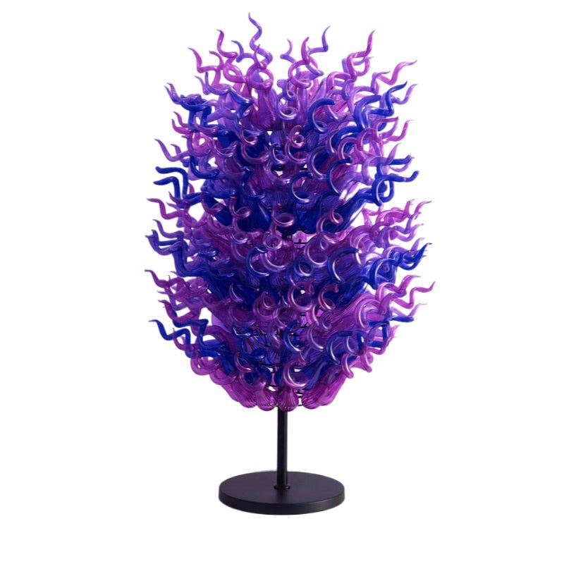 Luxury Big Standing Sculpture LED Glass Floor Light Orange Blue Creative Art Glass Floor Lamp for Home Hotel Garden