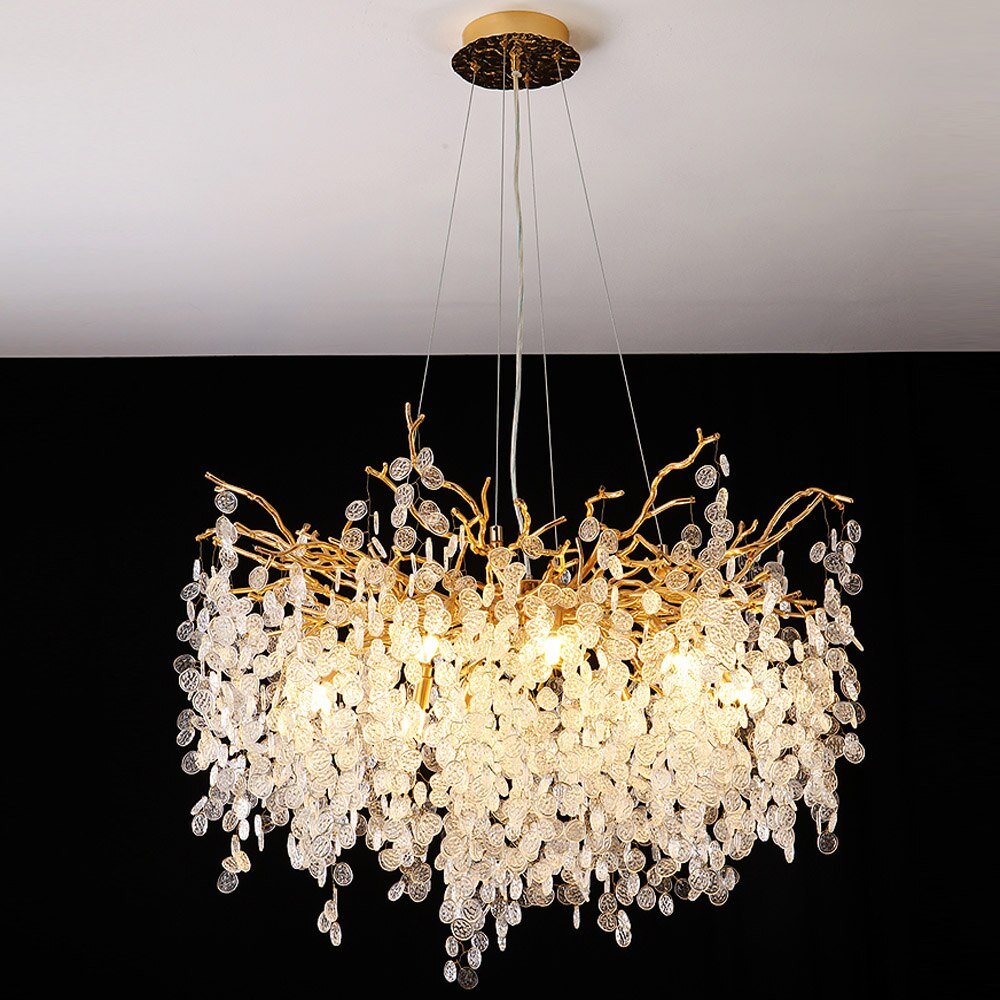 L'illuminazione del lampadario di vetro di design per il soggiorno L'apparecchio Plafonnier Gold Sala da pranzo