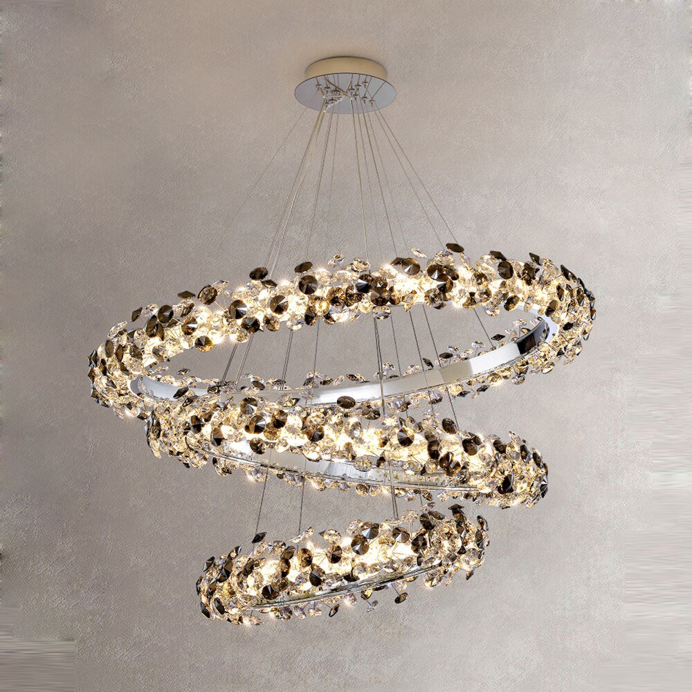 Lustre LED en cristal de luxe - Design moderne suspendu - Décor de foyer - salle à manger - chambre à coucher