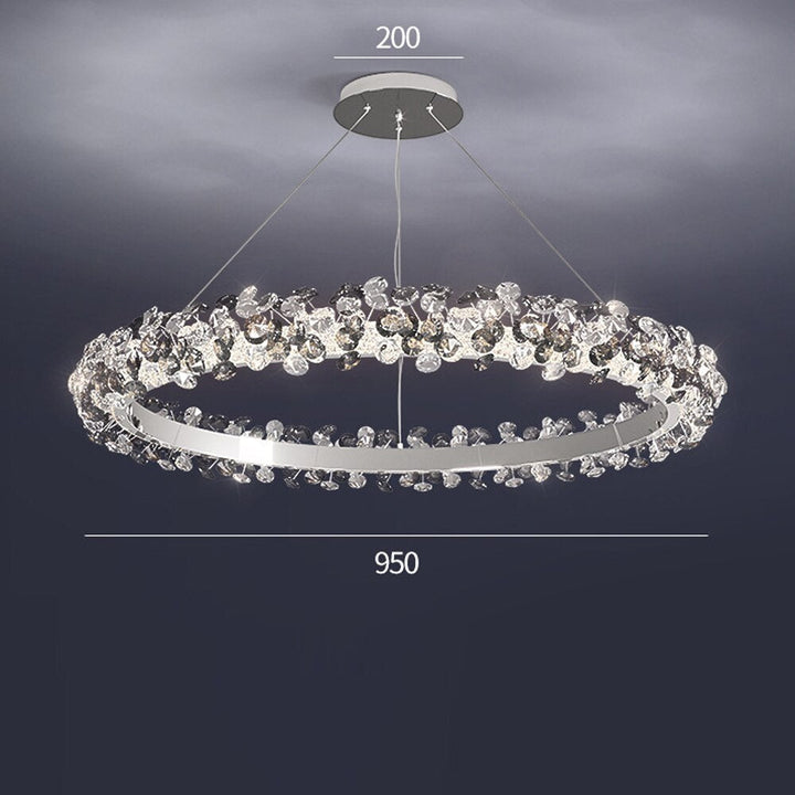 Lustre LED en cristal de luxe - Design moderne suspendu - Décor de foyer - salle à manger - chambre à coucher