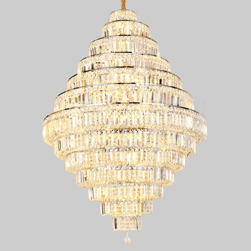 Luxury Design Lobby Crystal Chandelier Long Staircase Fixtures