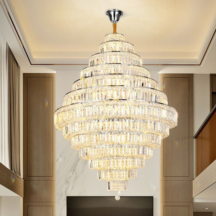 Luxus Design Lobby Kristallkronleuchter Lange Treppenhausbeleuchtungen