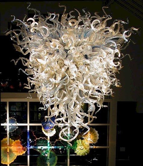 Illuminazione domestica di lusso Sorgente luminosa LED Lampadario in vetro di Murano color beige lustro