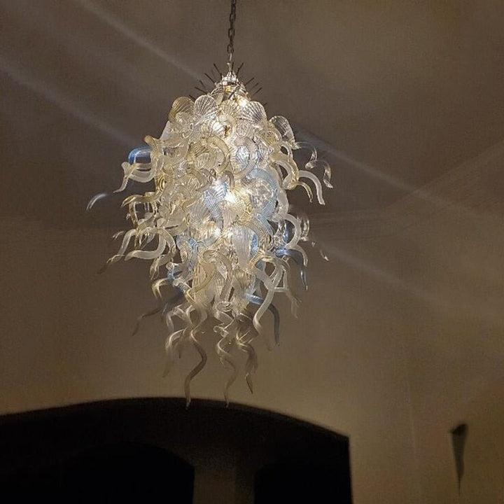 高級家庭用照明LED光源光沢ベージュ色ムラノガラスシャンデリア