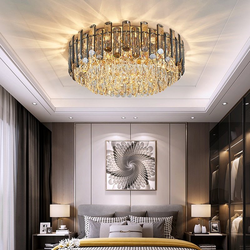 Luxury Large Black Color Crystal Living Room Ceiling Light – ATY
