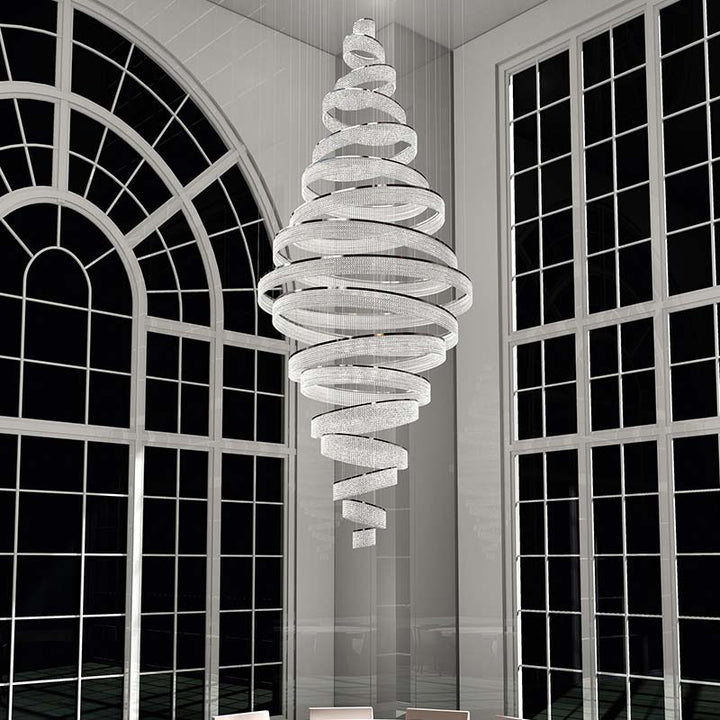 Luxus Große Moderne Ring Treppe Kristall LED Kronleuchter Für Wohnzimmer Lobby