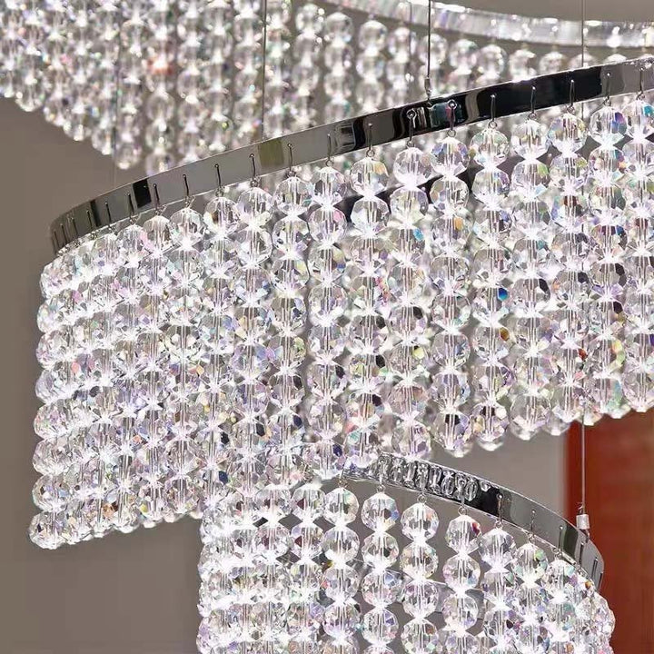 Luksus Stor Moderne Ringtrapp Krystall LED-lysekrone For Living Room Lobby 