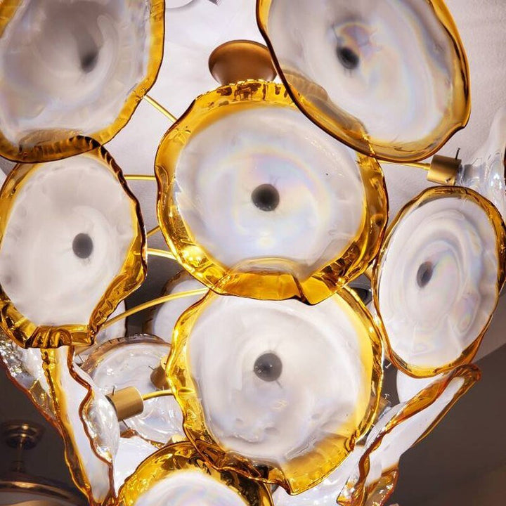 Luksus stor Murano håndlavet blæst glas lysekrone blomsterplade moderne kunst belysning