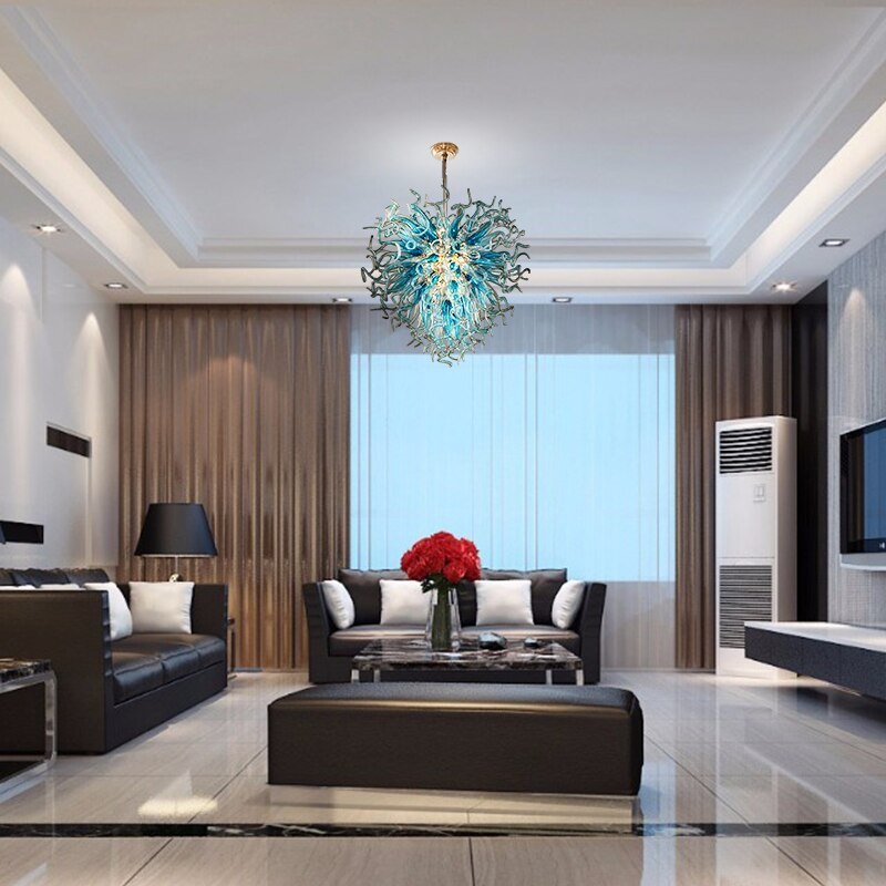 Luxuriöse LED-Kronleuchter aus mundgeblasenem Glas für Wohnräume