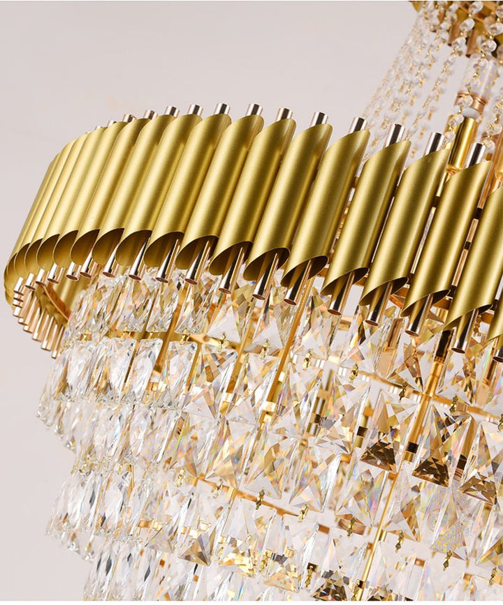 LARGE lustre de luxe en cristal en spirale pour salon - salle à manger - escalier - couloir