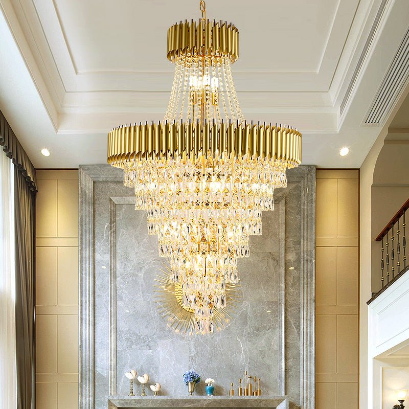 Luxury Modern Chandelier For Living Room Staircase Large Fixture Spiral Design Hallway Crystal Light