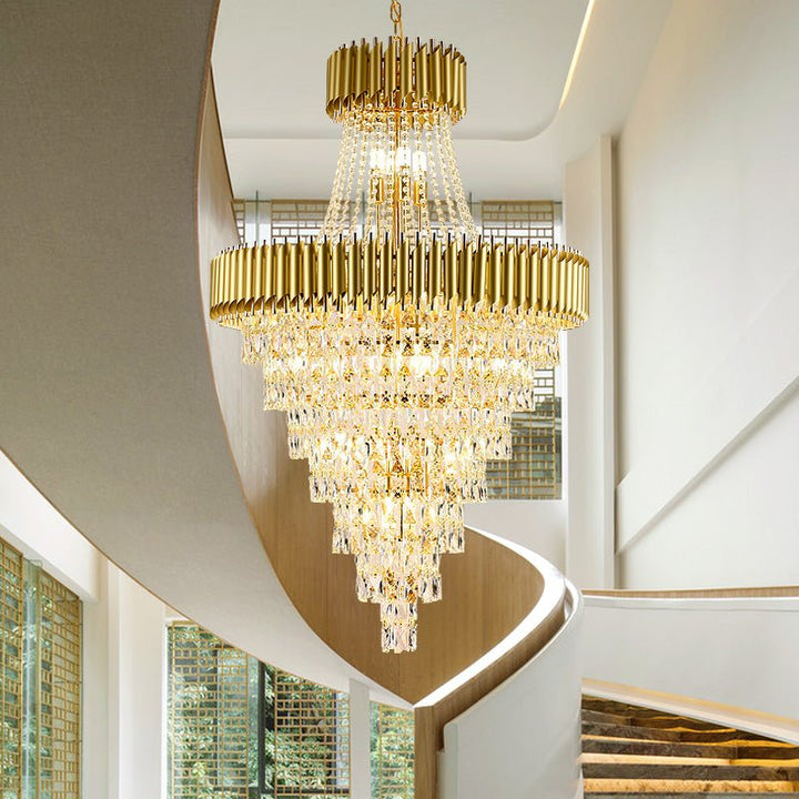 LARGE lustre de luxe en cristal en spirale pour salon - salle à manger - escalier - couloir