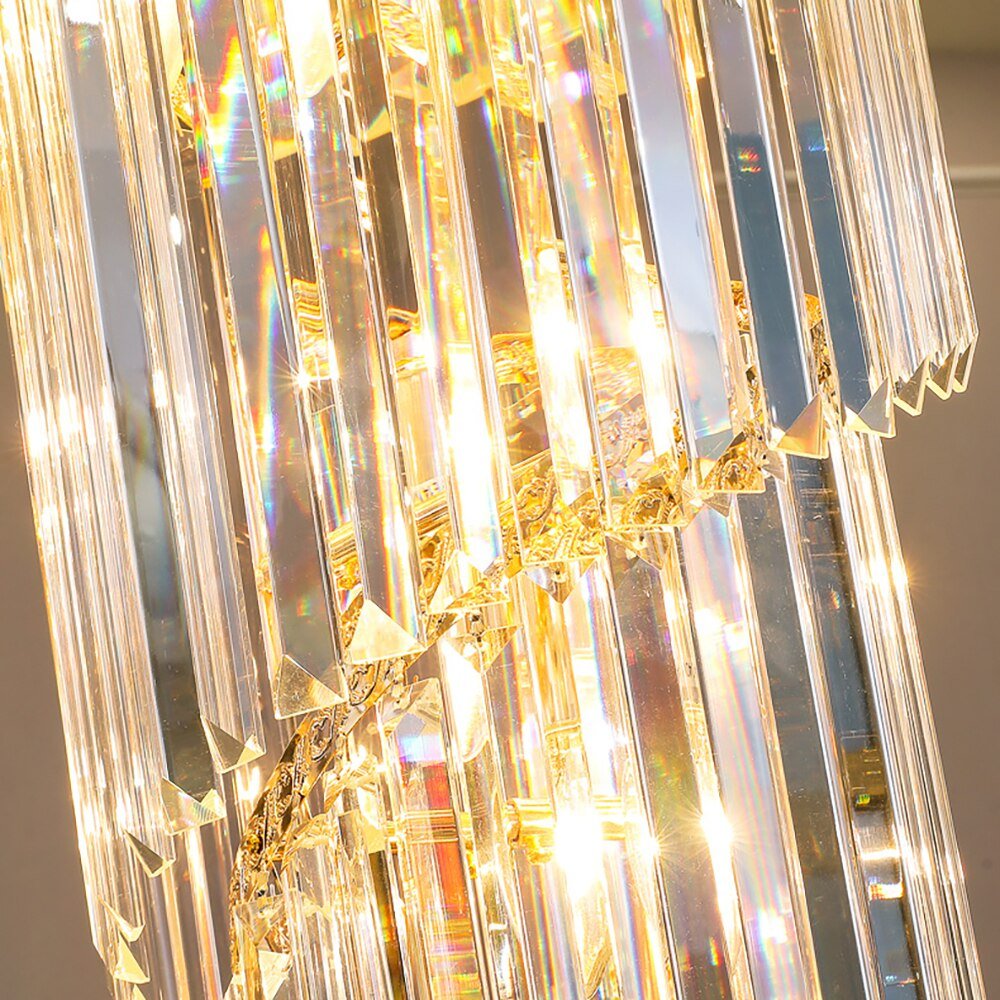 Lampadario di cristallo moderno di lusso per soggiorno della lobby della villa della lampada del nero del soppalco lungo della scala