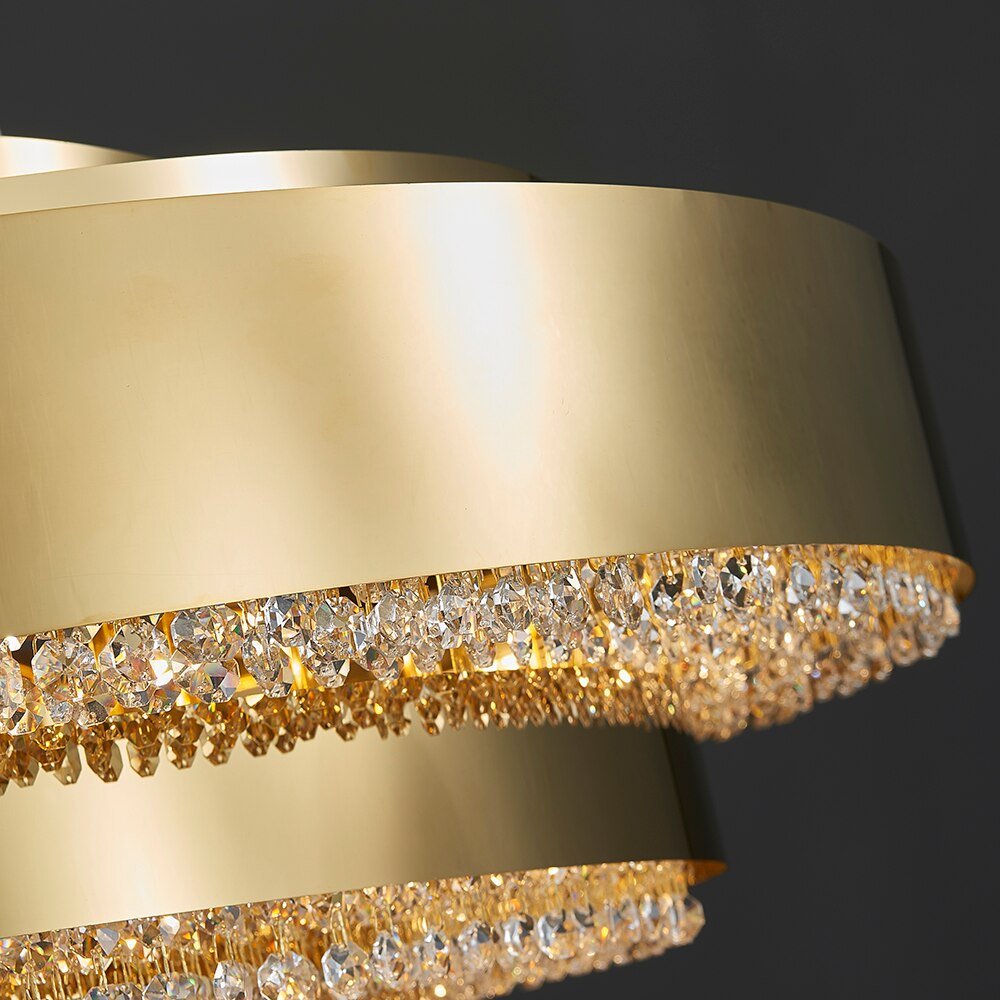 Lustre moderne en cristal doré pour lampe de cuisine, salle à manger, luminaire rectangulaire Lustre
