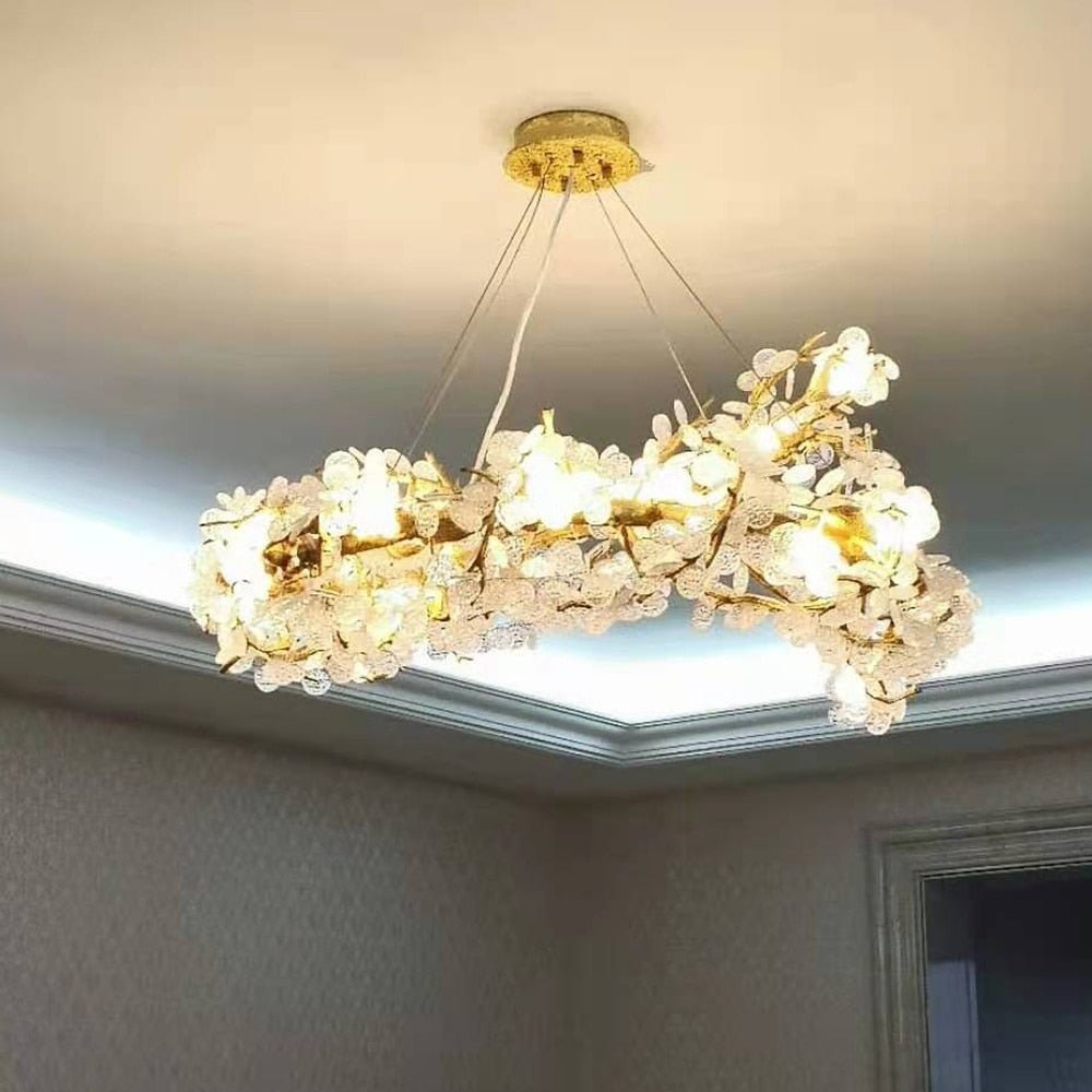 Lujo Villa Lámpara Moderna Iluminación Oro Led Colgante Salón Dormitorio Decoración