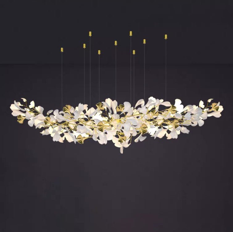 Lujosa Flor de Cerámica Blanca con Ramas de Cobre Lámpara de Vestíbulo