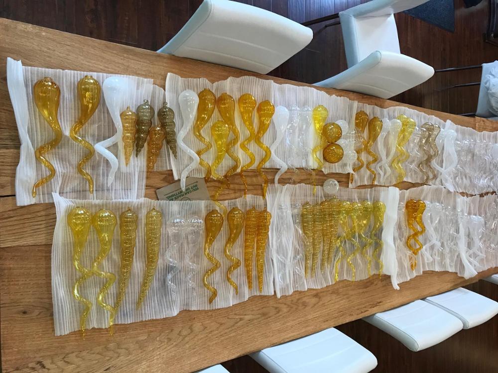 Moderne kunst Amber hanglampen Handgeblazen glazen LED-kroonluchter