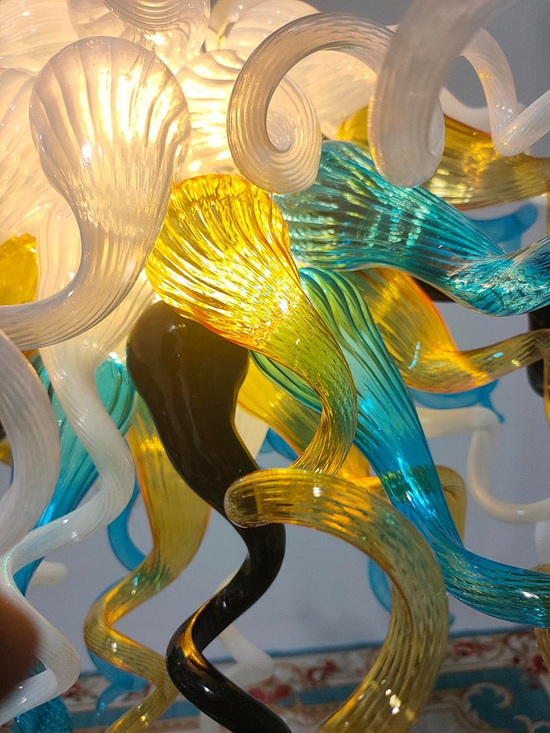 Arte Moderno Lámpara de vidrio soplado multicolor Araña de cristal soplado a mano