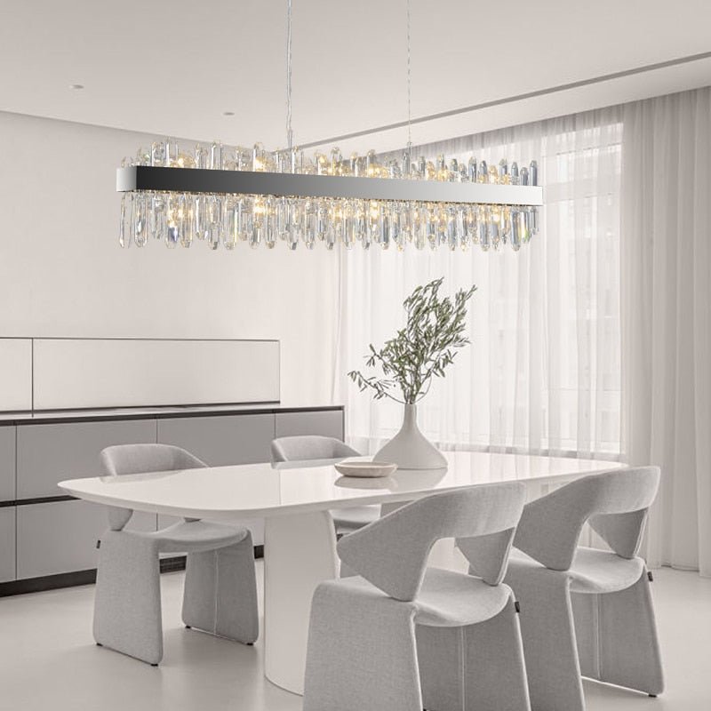 Rectangular Crystal Chandelier Dining Room