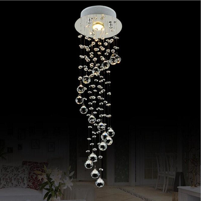 Modern Clear Waterford Spiral Sphere LED Lustre Crystal Chandelier Ceiling Lamp Suspension Pendant Lamp Home Lighting Luminaire