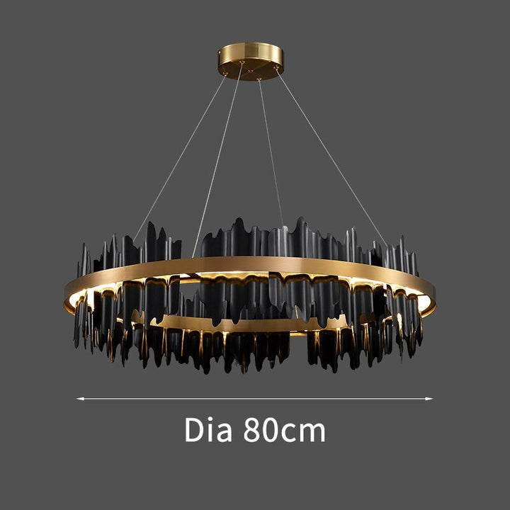 Lampadario moderno a LED a cerchio creativo con lampada a sospensione in oro nero con telecomando per lampade da soggiorno nella hall dell'hotel