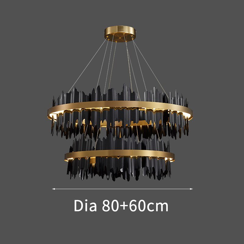 Moderne kreativ cirkel LED lysekrone med fjernbetjening sort guld hængende lampe til stuen Lobby Hotel lysarmaturer 