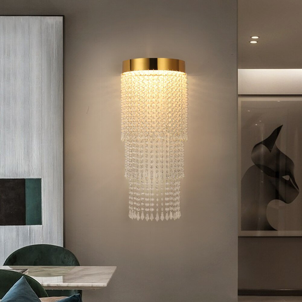 Moderne Creatieve Gouden Kristallen Nachtlamp Led Slaapkamerlamp Wandlamp Indoor Kristal Lustre