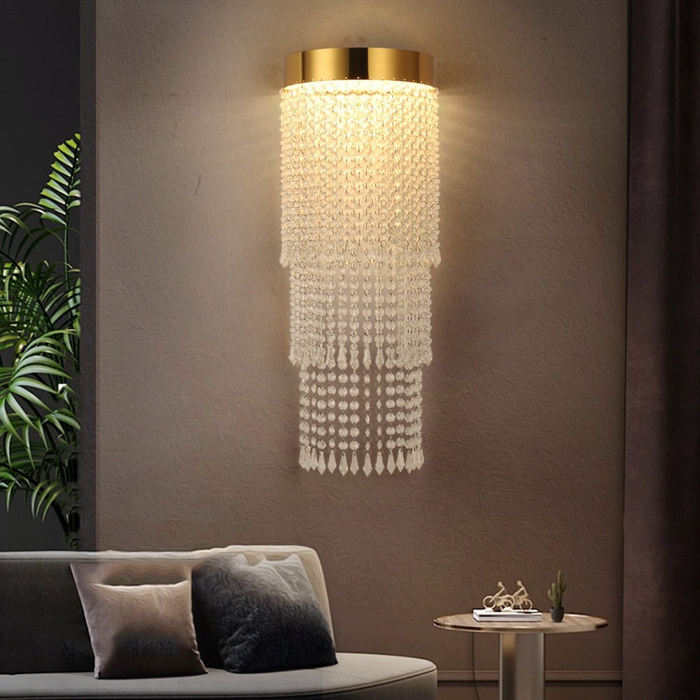 Moderne Kreativ Gull Krystall Nattbord Vegglampe Led Soverom Lys Vegg Scones Innendørs Crystal Luster