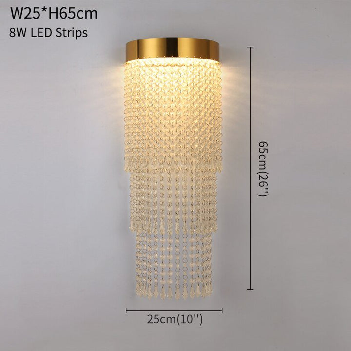 Moderna lampada da parete di cristallo d'oro Led camera da letto Luce da parete Scones Indoor Cristallo Lustro