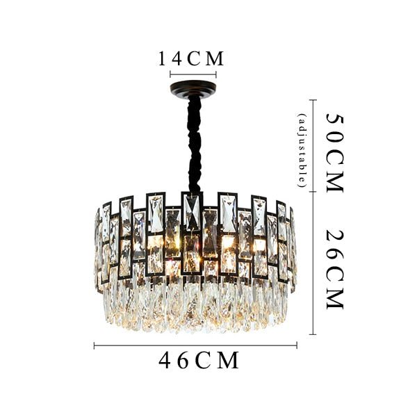 Modern Crystal Chandelier For Living Room Dining Room Black Light Round Lustre Led Chandeliers