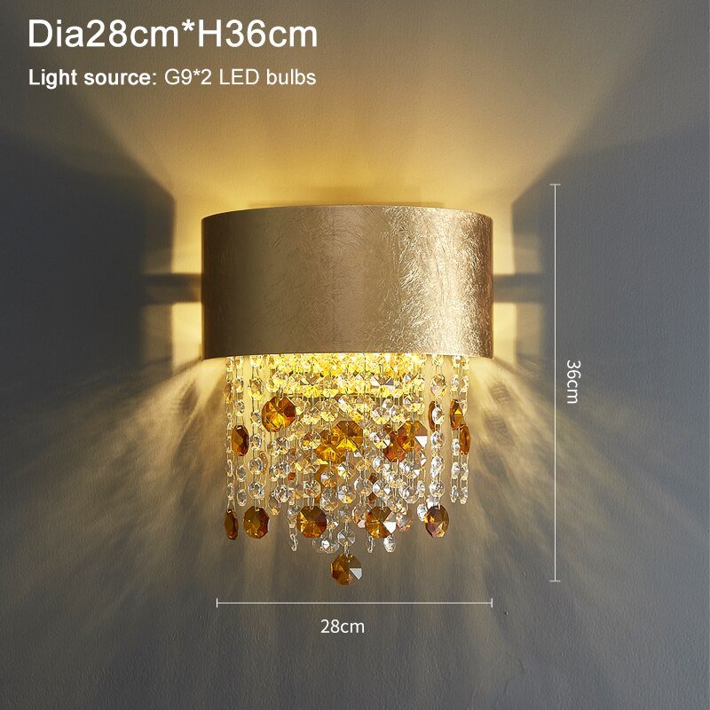 Modern Crystal Gold Wall Sconce Lamp For Bedroom Creative Home Decor Living Room Fixture - ATY Home Decor