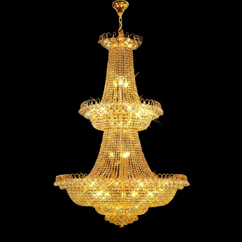 Modern Large Crystal Chandelier Light Gold /Chrome Foyer Crystal Chandelier Light Width 120cm Guaranteed 100%