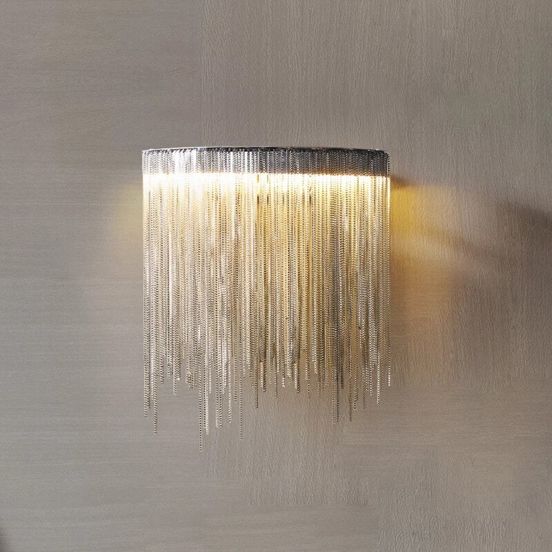 Moderne Led Kette Wandleuchter Schlafzimmer Luxus Wohnzimmer Innenbeleuchtung Gold Silber Kreatives Design